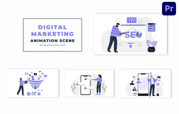 Digital Marketing Analytics Flat Design 2D Animation Scene